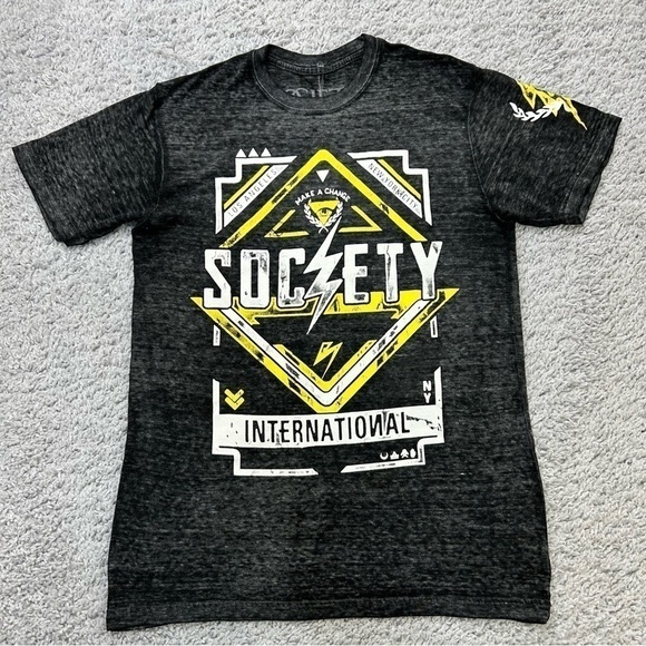 Society Shirt Mens Small Crewneck Tee Burnout Casual Streetwear Basic Party - Picture 1 of 6